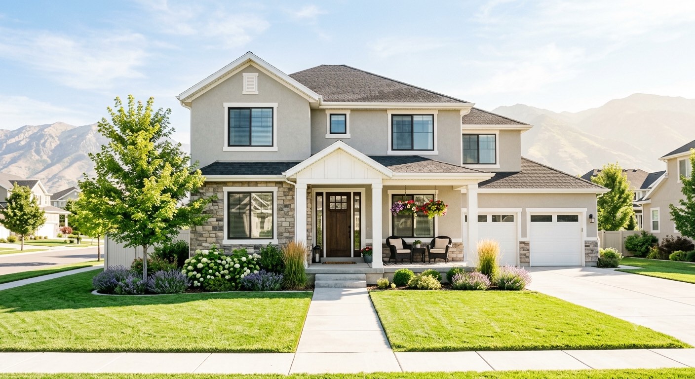 A well-kept Utah County home in warm morning light